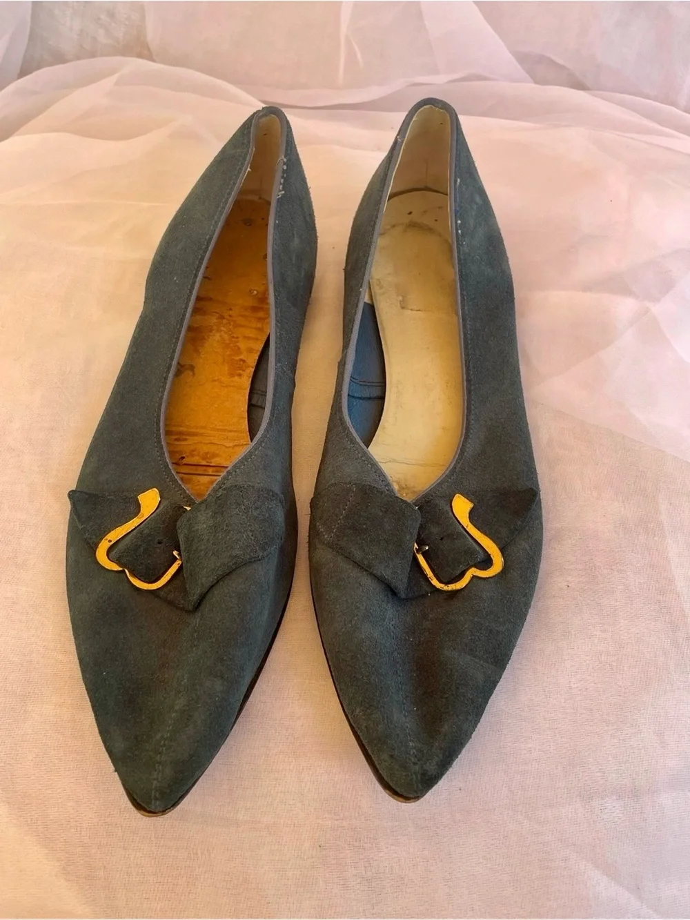 Vintage Blue Suede Flats with Matching Purse set! Sz. 7.5